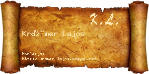Krámer Lajos névjegykártya